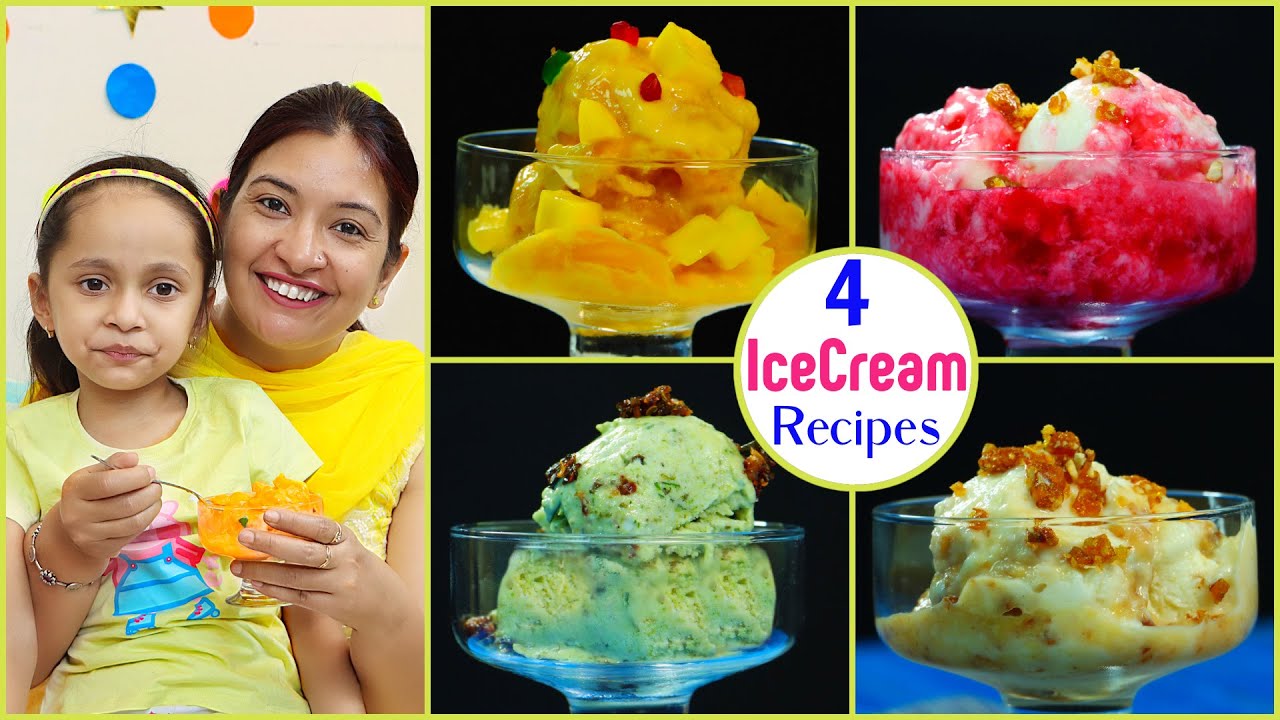 4 Homemade Ice Cream Recipe | Summer Special | CookWithNisha | Cook With Nisha