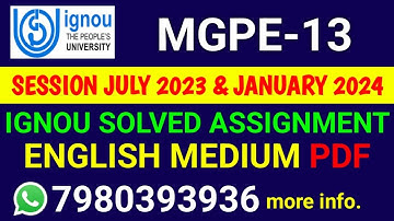 MGPE 13 Solved Assignment 2023-24 English, MGPE 13 Solved Assignment 23-24, MGPE-13 Assignment