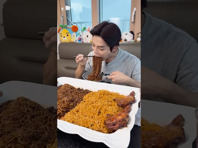 우지 짜르르+간짬뽕 9봉지 파김치에 BBQ 자메이카 통다리구이까지!