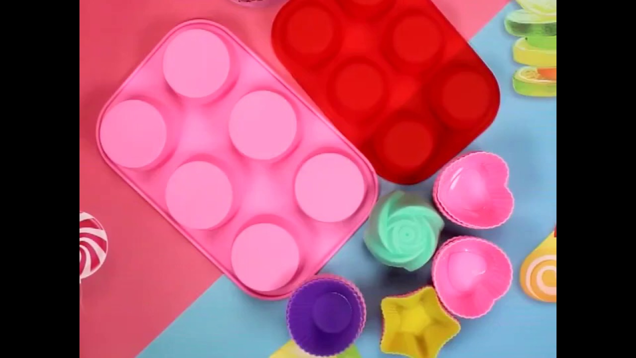 Molde Silicona Goma Horno Muffins Cupcakes X6 Reposteria