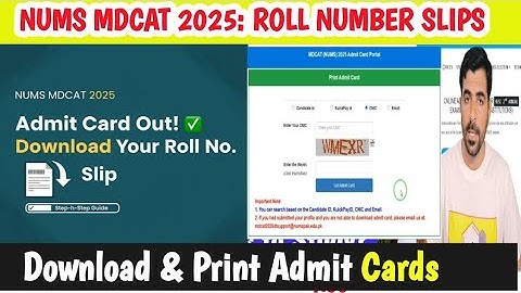 NUMS MDCAT 2025: Admit card Uploaded | Download Roll Number slips