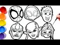 How to draw marvels spidey and his amazing friends and villains faces  disney
