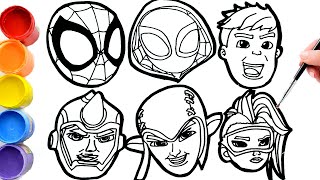 🔴🔴How To Draw Marvel's Spidey and His Amazing Friends and villains faces | DISNEY