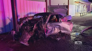 Three in hospital after early Friday morning fiery crash in Midland, Police say