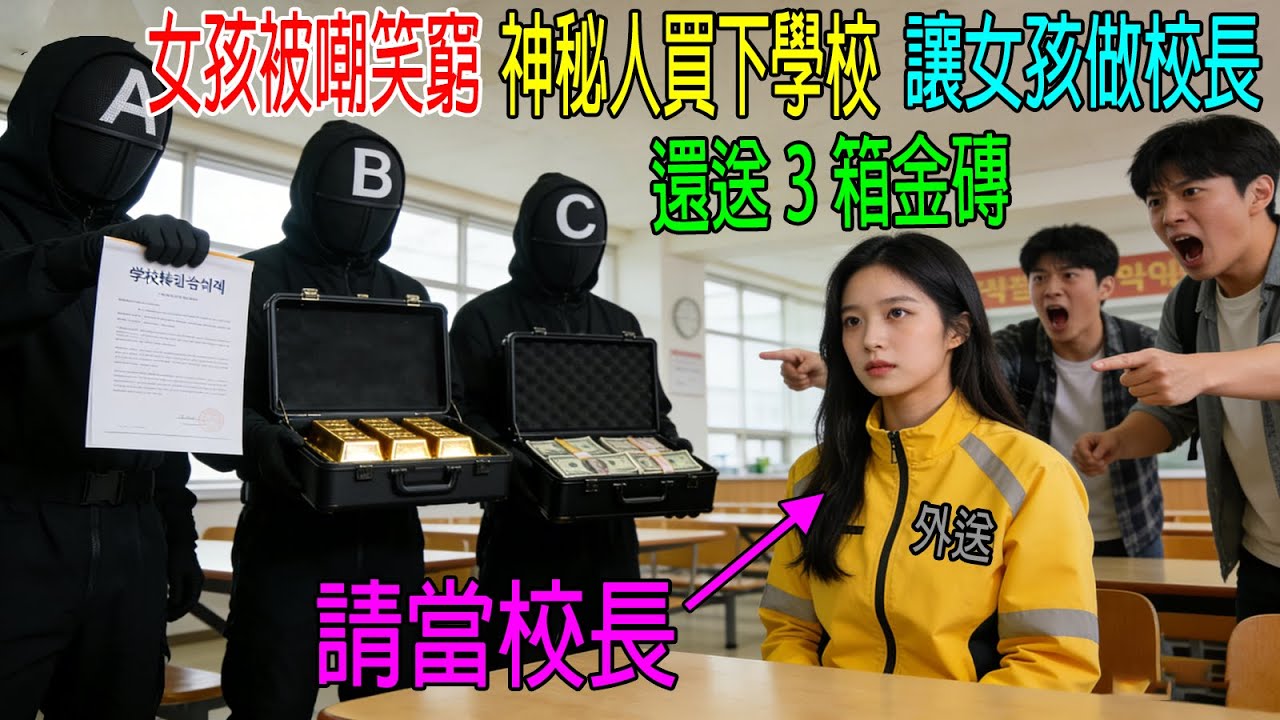 女孩被同學嘲笑窮，神秘人買下學校，讓女孩做校長，還送3箱金磚！所有人被打臉