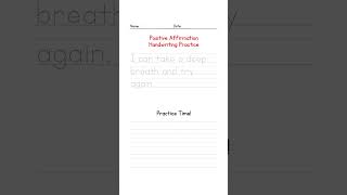 Positive Affirmation Handwriting Practice Worksheets
