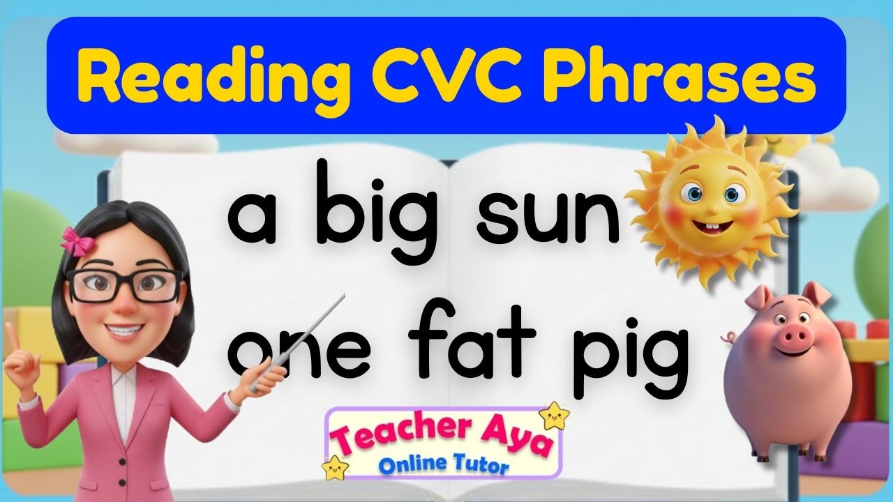 Practice Reading CVC Phrases | Learn to Read | Reading tutorial Kinder ...