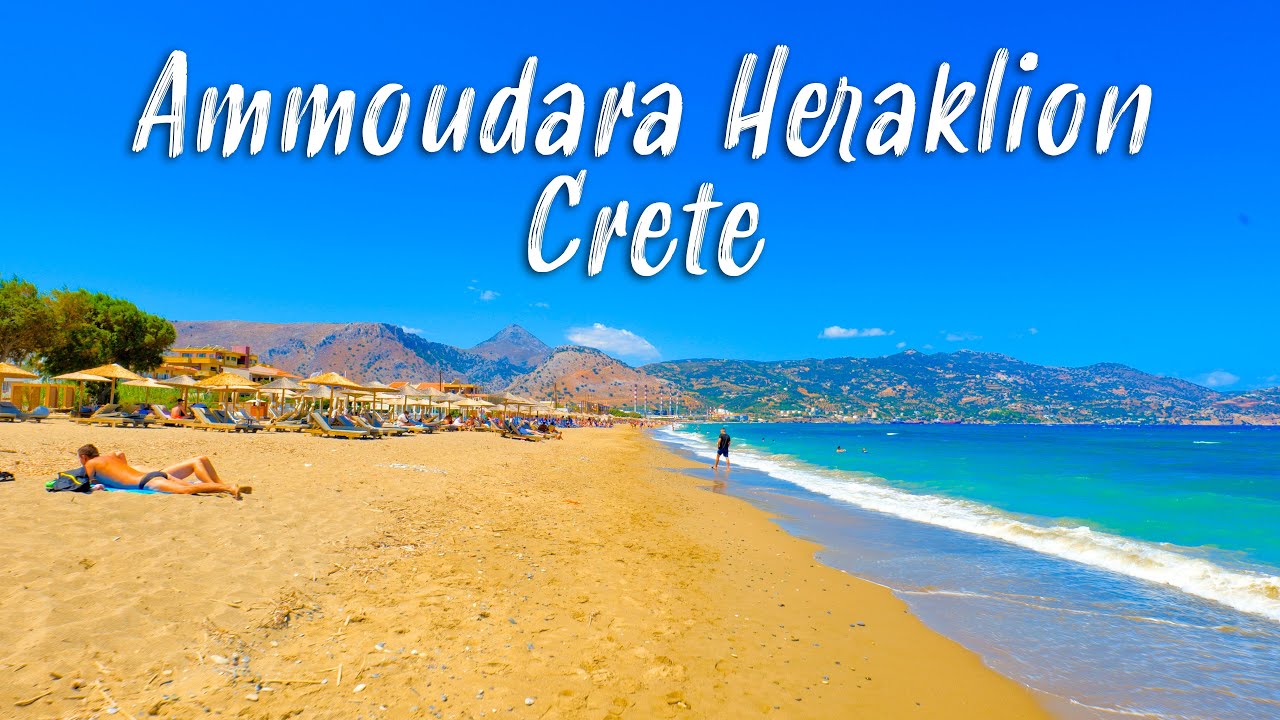 Crete Greece, Ammoudara Heraklion, walking tour in 4K, Greece 2022