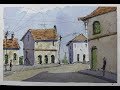loose style sketch town watercolor line and wash by Nil Rocha