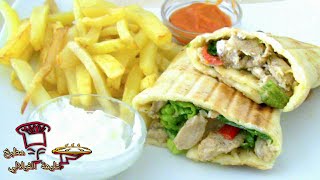 شوارما الدجاج احلى من شوارما المطاعم  مع الخبز الشامي ناجح مئة في المئة