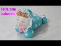 Boneca bebê dorminhoca feita de fuxico/lembrançinha/Nascimento/chá de bebê/Diy com Cris Pinheiro