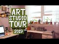 Art Studio Tour 2019 + Face Reveal! [ Art Supplies, Filming Set-up, etc]
