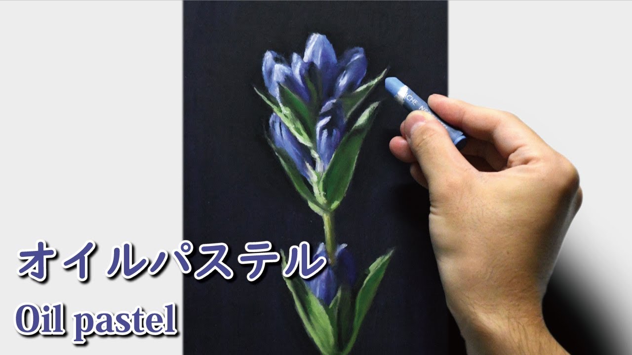 お花の絵 オイルパステル絵画【良い波動】 （秋の風景、小さな絵