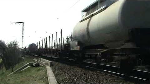 Double header electric locomotives with a mixed freight train at Duisburg,Germany April 2 2009