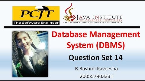 Java Institute || Database Management System(DBMS) || Question Set 14