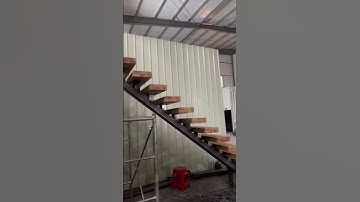 Customized mono stringer stairs. Steel wood straight staircase . #NSTBuilding #Staircase