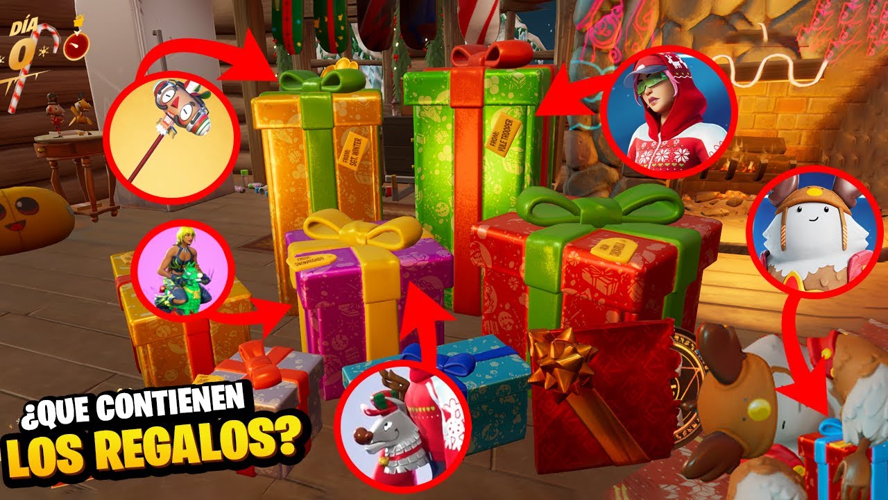 QUE CONTIENE CADA REGALO DE FORTNITE ?  ¿ QUE REGALOS ABRIR ? TODOS LOS REGALOS  FORTNITE 