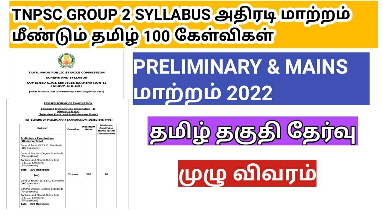TNPSC Group 2/2A / TNPSC exam syllabus 2022