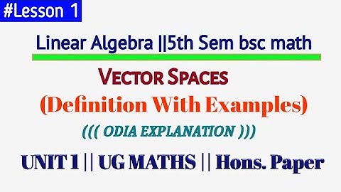 (L 01)Linear Algebra Vector Spaces(PART 1)||Definition with Example(Odia)#algebra #odia #bscmaths