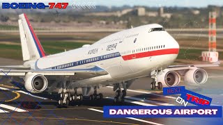 Very CROSSWIND GIANT Aircraft Landing!! Boeing 747 South Korea Landing at Los Guardia Airport