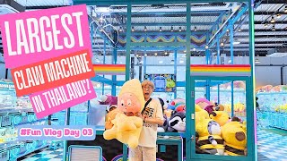 🩵🩷🇹🇭We Won the Biggest Plushie at the Grand Land Arcade in Thailand #arcade #clawmachine #คีบตุ๊กตา