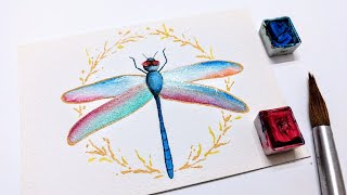 Download lagu Watercolor dragonfly painting with METALLIC WATERCOLORS » How to paint watercolour insects EASY