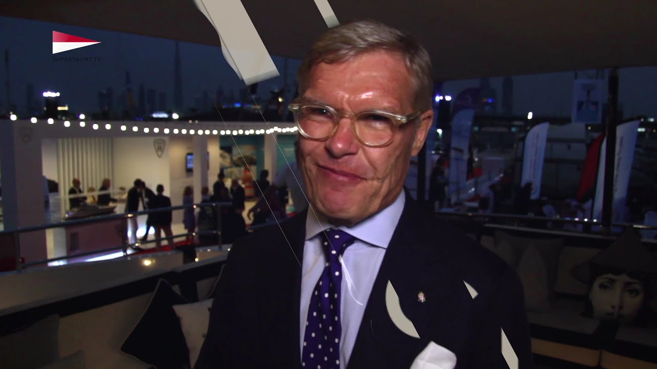 50m Heesen Superyacht Rocket with Dr Rainer Behne of Behnemar at the Dubai International Boat Show