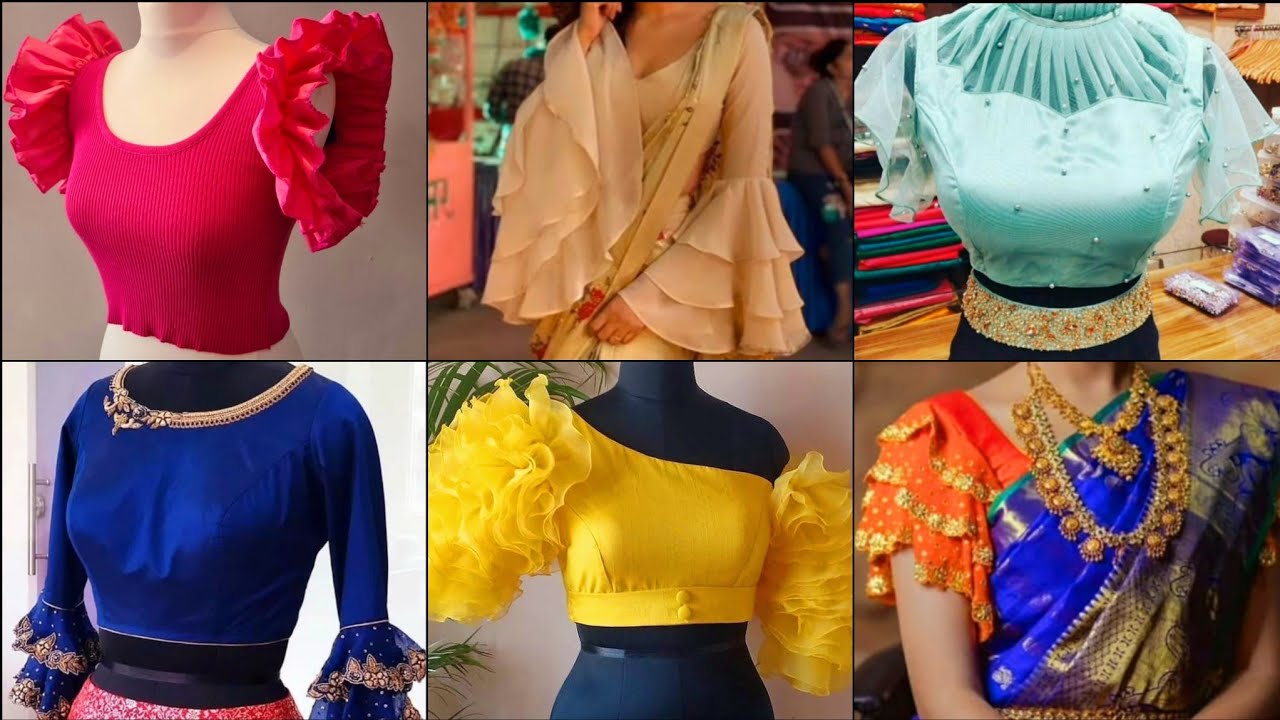 Latest Frill Blouse Design New Model Sleeves Design Ruffle Sleeves Frill Sleeves baju 