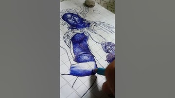 Janmashtami special: Shree Krishna Drawing with Pen!! 🖊️🦚❤️ #shorts #drawing #viral #shortsfeed