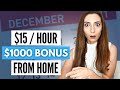 🚀Company Paying $15/Hour PLUS $1,000+ Bonus🚀 For November and December 2021| Work from Home Jobs USA