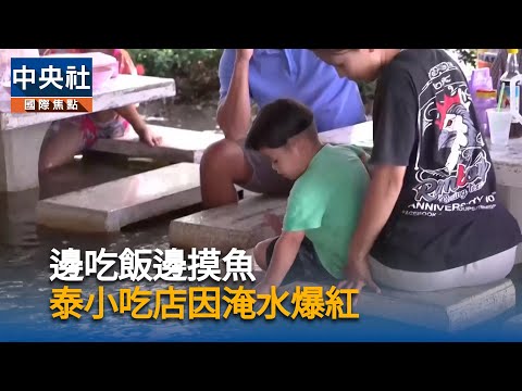 河水溢流魚群湧入 泰小吃店賺另類商機