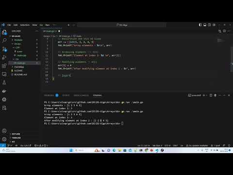 Arrays Concepts - Hands-on - Access, Modify, Insert, and Delete  Operations using Go or Golang