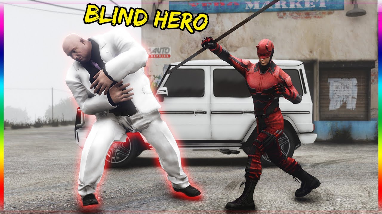 BLIND DAREDEVIL battles GIANT KINGPIN in GTA 5 SUPERHERO ROLEPLAY