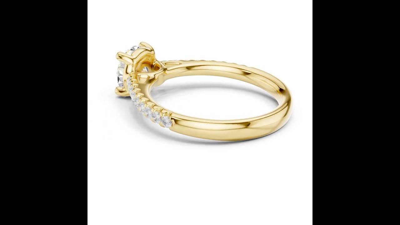 Round Cut Basket cathedral shank Pave Set Ring