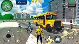Spider Rope Hero Gangster Crime Simulator #64 - School Bus at Vegas City - Android Gameplay screenshot 4