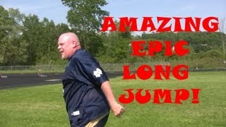 Funny Old Fat Guy Long Jump