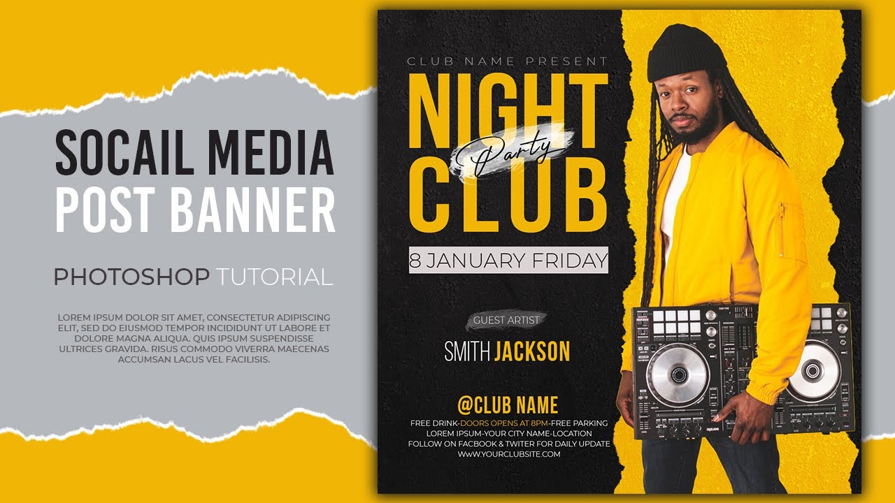 Social media Post Banner design | photoshop tutorial