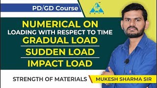 Numerical on Loading with Respect to Time | Gradual Load, Sudden Load, Impact Load | PD/GD Course ..