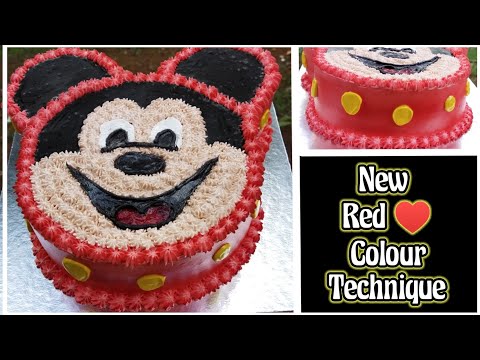 Dark Red Colour ♥️ देण्याची आणखी एक पद्धत | Mickey Mouse Cake | Dark Red Colour For Cake | Dark Red