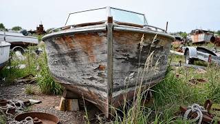 ASMR SEA VESSEL Restoration Full Rebuild of Weathered Teak Chris-Craft Continental 1958
