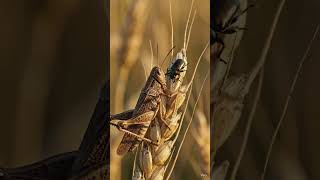 Grasshopper hunting and eating a small insect #ihavethisthingwithplants #bee #lifeisbutadream