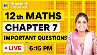 12th Maths Chapter 7 Important Questions for 2nd Mid Term 2026 #12th #maths #2026 #study