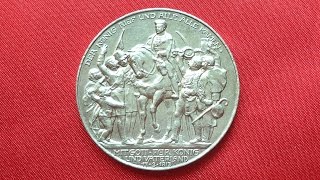Germany - Prussia SILVER 3 Mark 1913 - 100 Years - Defeat of Napoleon