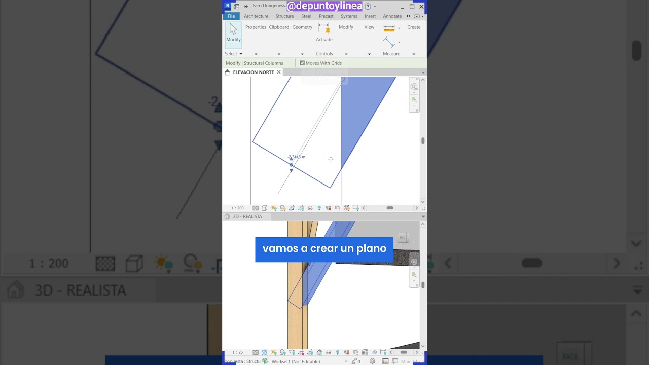 🚀 Cómo cortar un pilar diagonal en Revit // Revit Tutorial