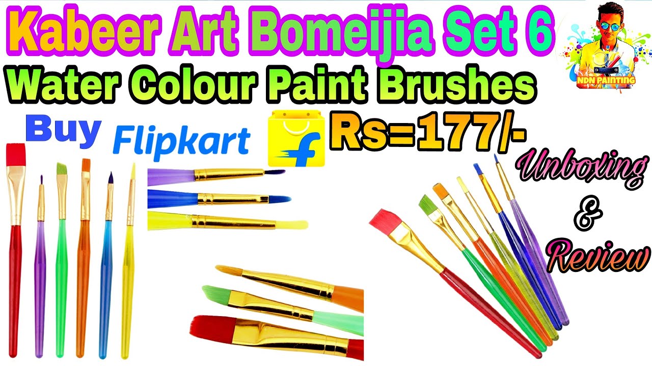 Kabeer Art Bomeijia Set 6/ Water Colour Paint Brushes Unboxing & review