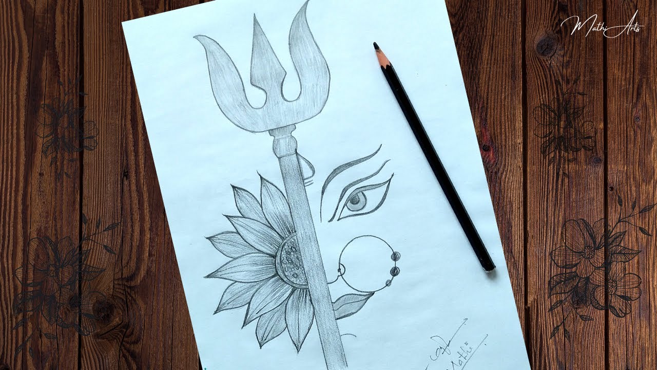 How to draw Goddess devi durga || maa durga puja pencil drawing