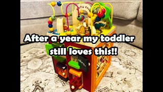 My toddler does not get bored of this toy! Zany Zoo Wooden Activity Cube