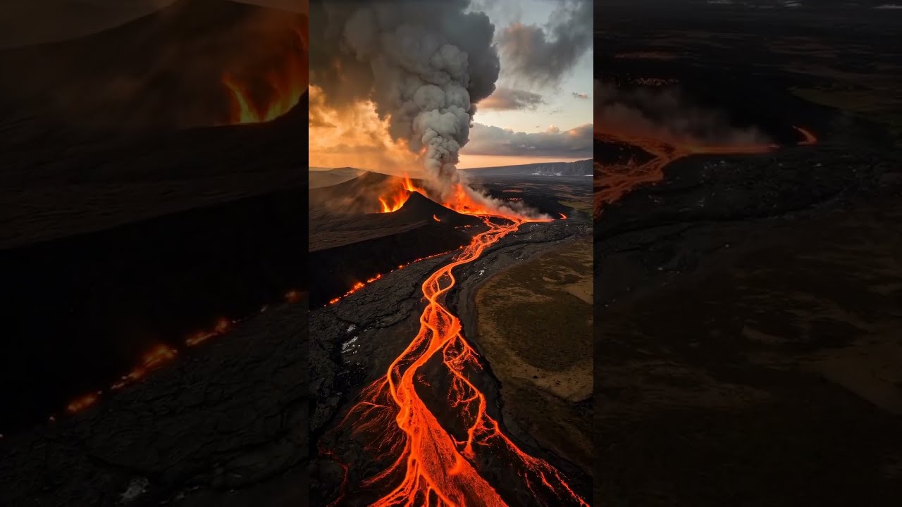 🌋 Mesmerizing Volcano Eruption | Glowing Lava in Action! 🌌