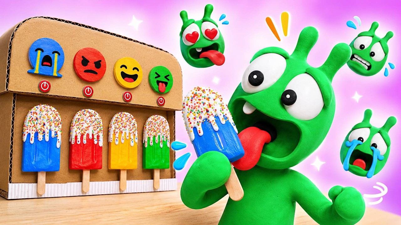 What’s Inside the Emoji Ice Cream Machine?! 🍦😄 - Pea Pea Cartoon