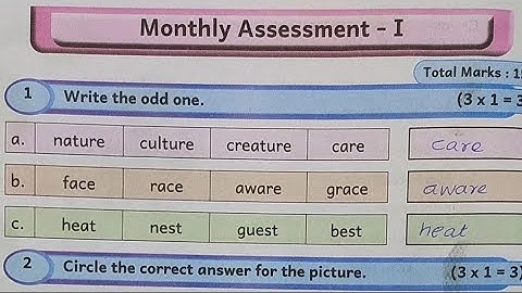 EE 5th standard English term 2 workbook answers monthly assessment - 1